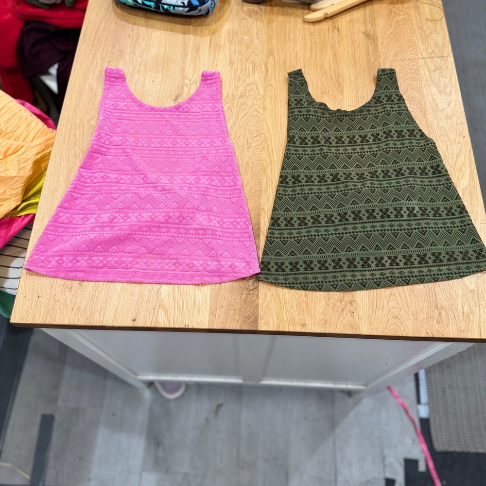 Balera Dance Crop Top Set Pink Olive Green Tribal Geometric Mesh Back NV11693 LA